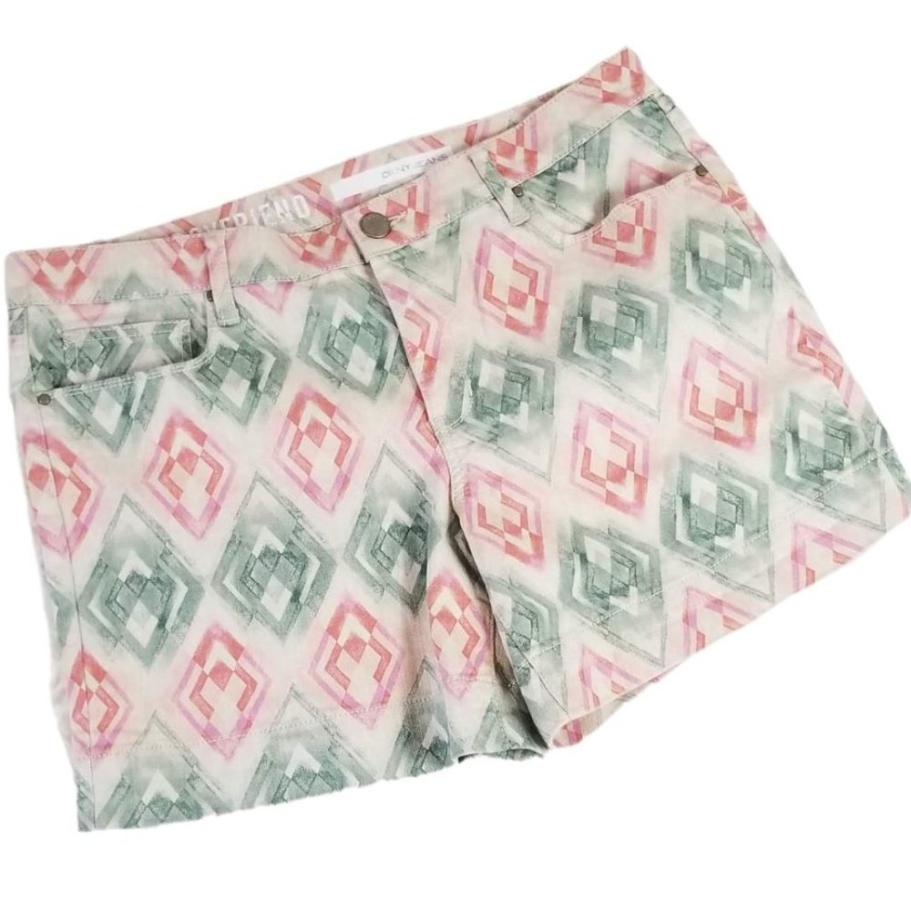 DKNY Jeans City Boyfriend Shorts Geometric Print